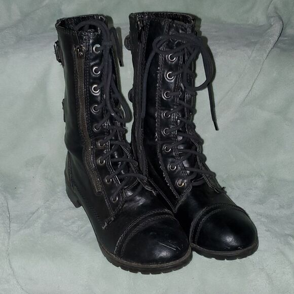 Soda Grunge Black Laced Boots 7.5 - Picture 1 of 13
